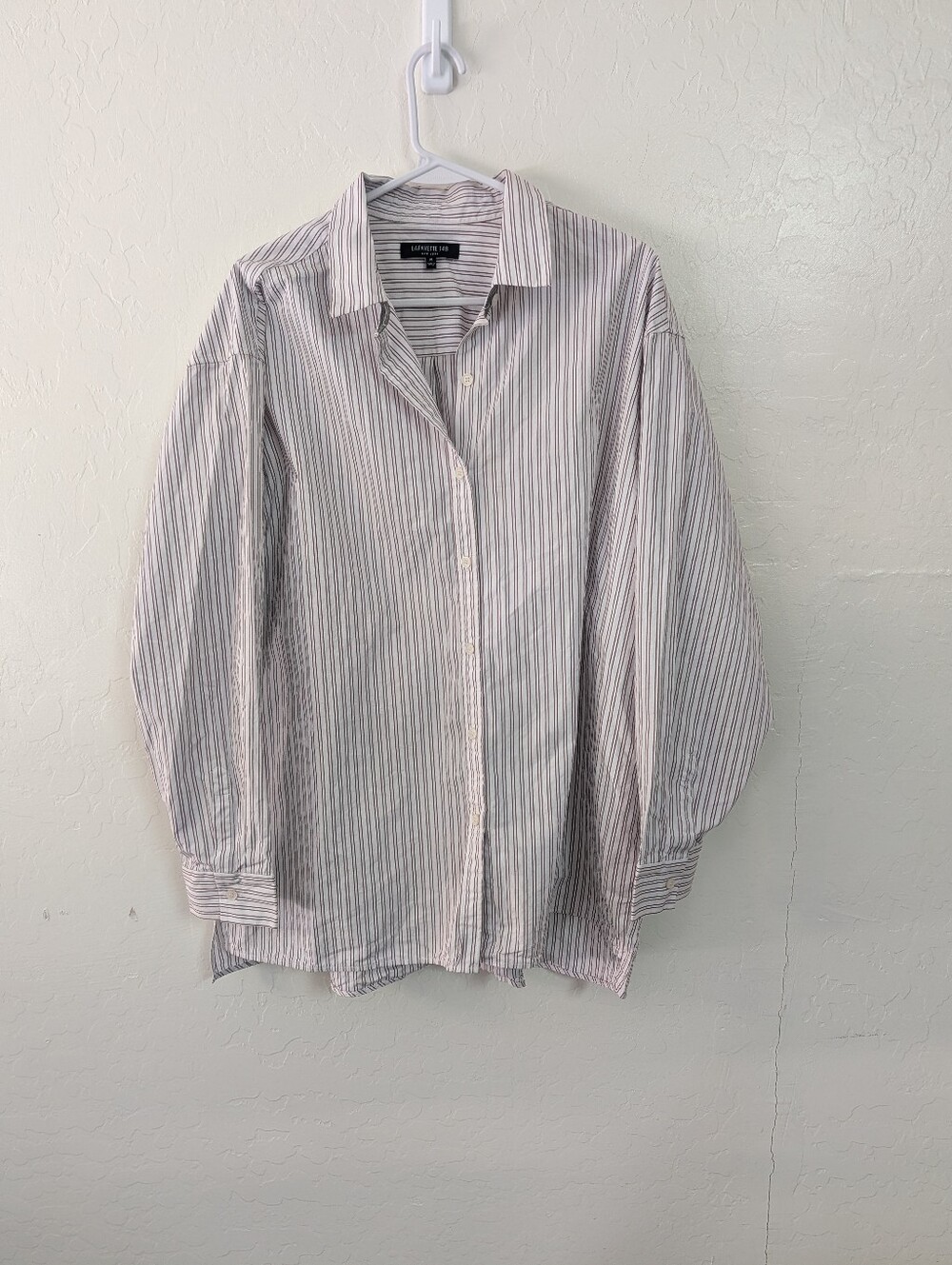 Lafayette 148 Striped Button Down Shirt Blouse Top